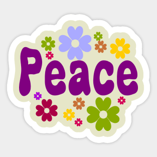 Peace flowers vintage retro Sticker